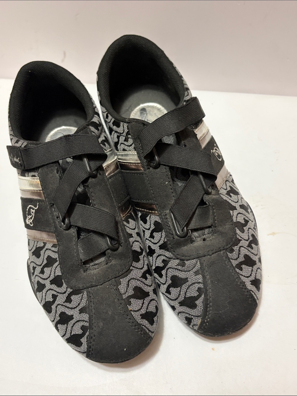 Y2K Baby Phat Black & Gray Patterned Slip-On Sneakers Sz 8 Women